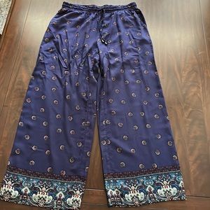 Dept222 rayon elastic drawstring pants, size petite medium., inseam 27.5”. Navy